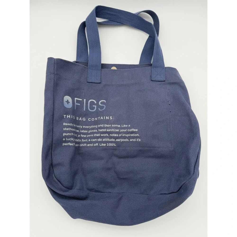 Figs Canvas Tote Bag Caribbean Blue One Size Women's Nursing Work Bag Tote Purse